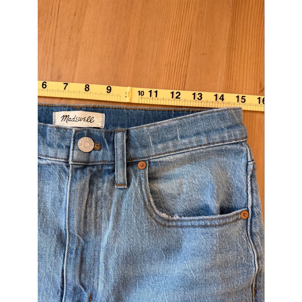 Madewell The High Rise Slim Boy Jean 28  Distressed Straight Leg Raw Hem Jeans - Picture 7 of 9